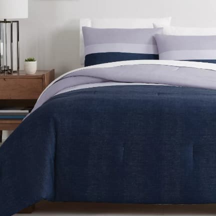 Colorblock 3-Piece Reversible King Comforter Set in Blue