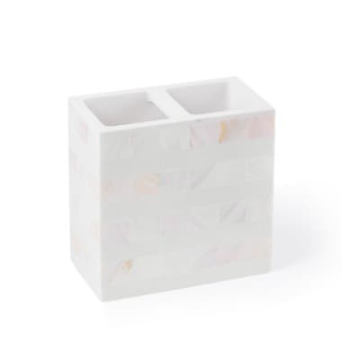 Capiz Stripe Toothbrush Holder in White
